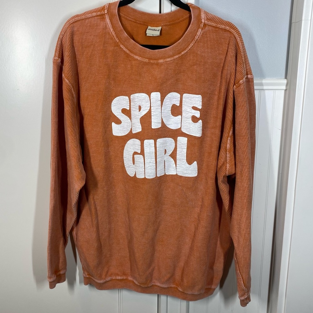 Chicka-d corded spice girl the lyne‎ sweatshirt pumpkin spice orange fall autumn